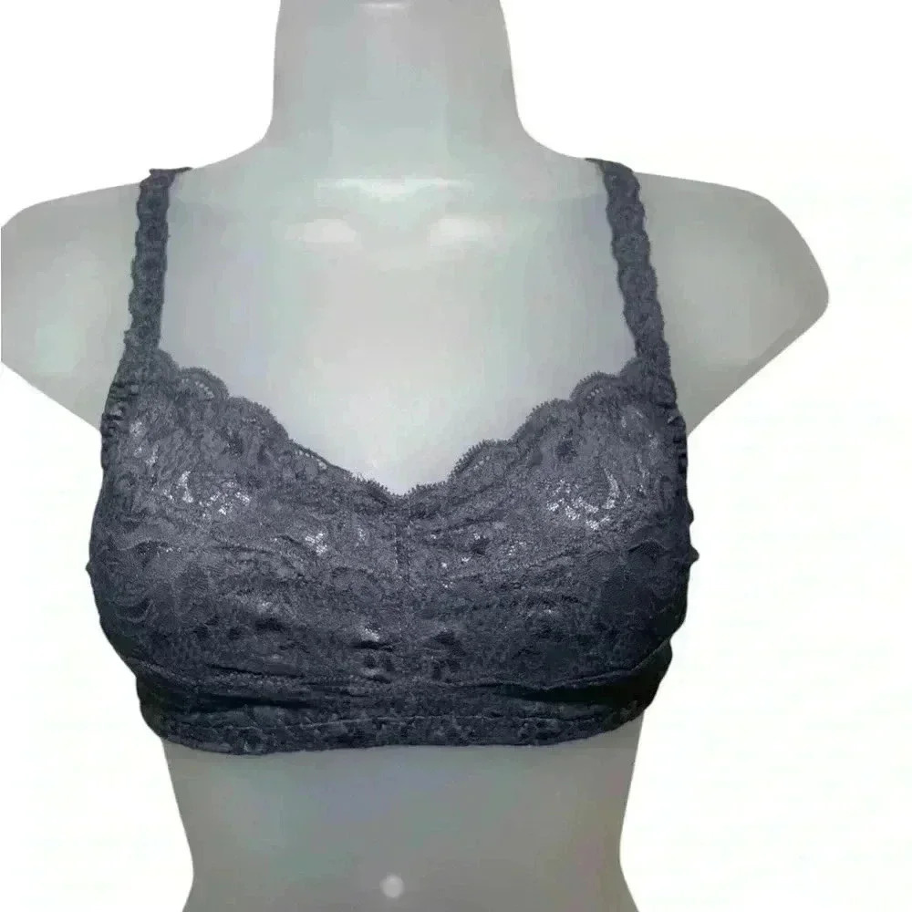 Cosabella Never Say Never Curvy Sweetie Lace Bralette Gray XS NEP1310 NWT - Picture 3 of 5